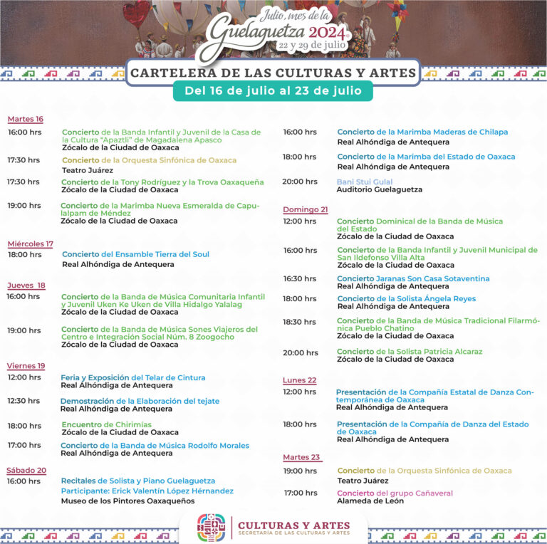 Actividades culturales del 16 al 23 de Julio