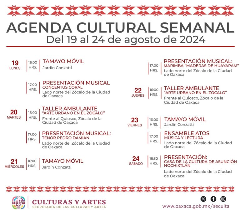 Cartelera Cultural del 19 al 24 de agosto